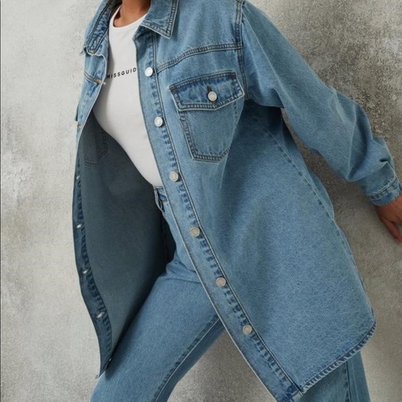 Missguided Blue Oversized Denim Shirt - Picture 3 of 4